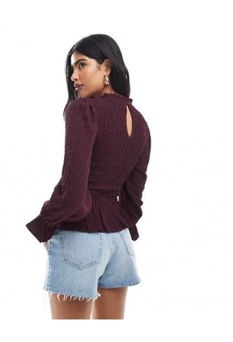 Wednesday's Girl shirred puff sleeve blouse