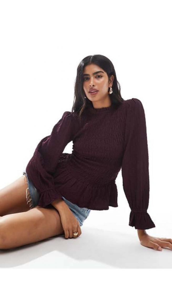 Wednesday's Girl shirred puff sleeve blouse