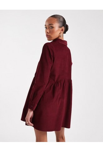 Wednesday's Girl button through mini cord smock dress