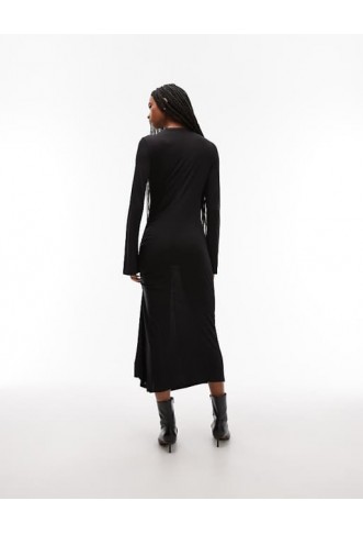 & Other Stories high neck long sleeve soft twisted midi dress