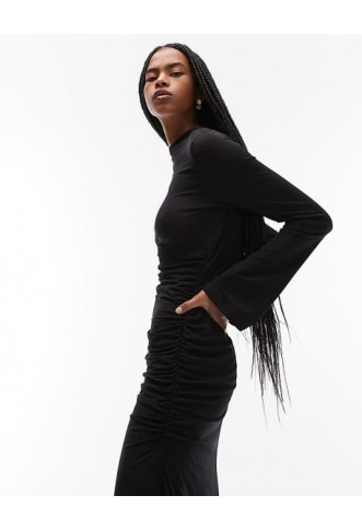 & Other Stories high neck long sleeve soft twisted midi dress