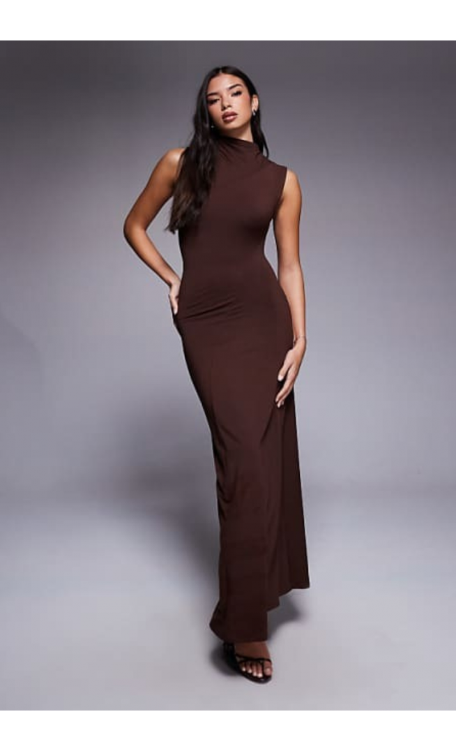 ASOS DESIGN high neck seamed drape maxi dress