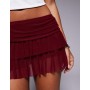 ASOS DESIGN mesh ruffle ultra mini skort in burgundy