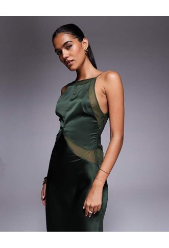 ASOS DESIGN satin chiffon mix square maxi dress