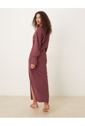 ASOS DESIGN wrap shirt midi dress with seaming details