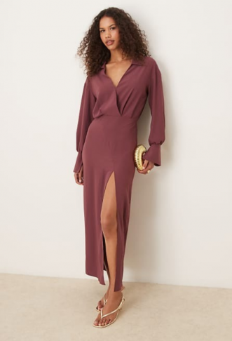 ASOS DESIGN wrap shirt midi...