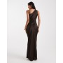 Vero Moda asymmetric shoulder detail satin maxi dress