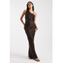 Vero Moda asymmetric shoulder detail satin maxi dress