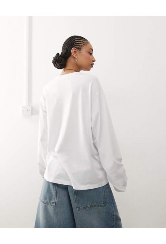 Weekday oversized boxy fit long sleeve t-shirt in white