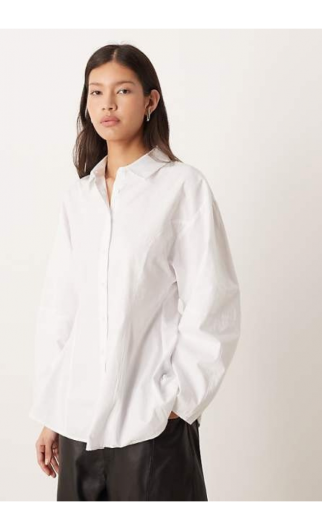 ASOS DESIGN cocoon sleeve cinch back shirt in white