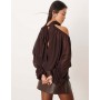 Gina Tricot high neck cold shoulder blouse in chocolate
