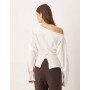 ASOS DESIGN long sleeve off shoulder corset waist tee