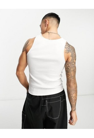 COLLUSION ribbed vest in white