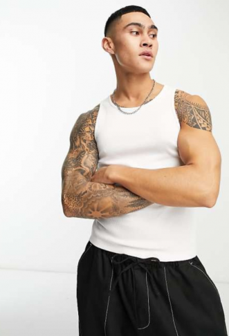 COLLUSION ribbed vest in white