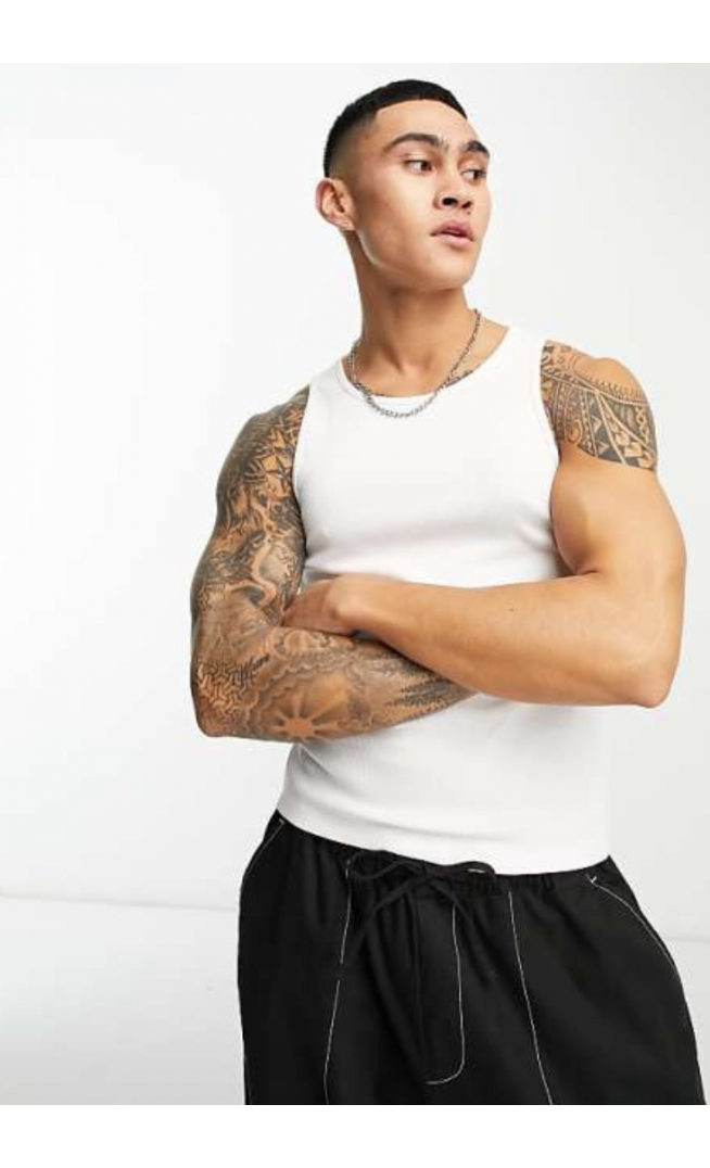 COLLUSION ribbed vest in white