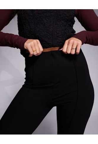 ASOS DESIGN ponte flare trouser with pintuck detail