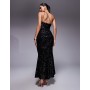 ASOS DESIGN sequin one shoulder strappy maxi dress