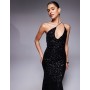 ASOS DESIGN sequin one shoulder strappy maxi dress
