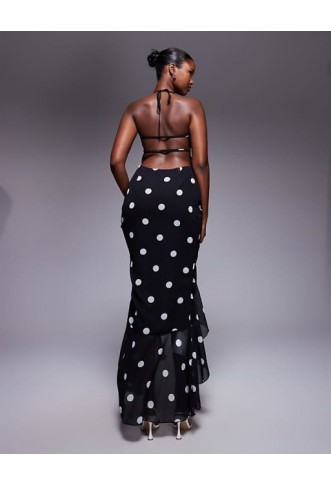 Murci exclusive halterneck high low hem maxi dress