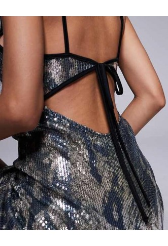 ASOS DESIGN printed sequin maxi dress