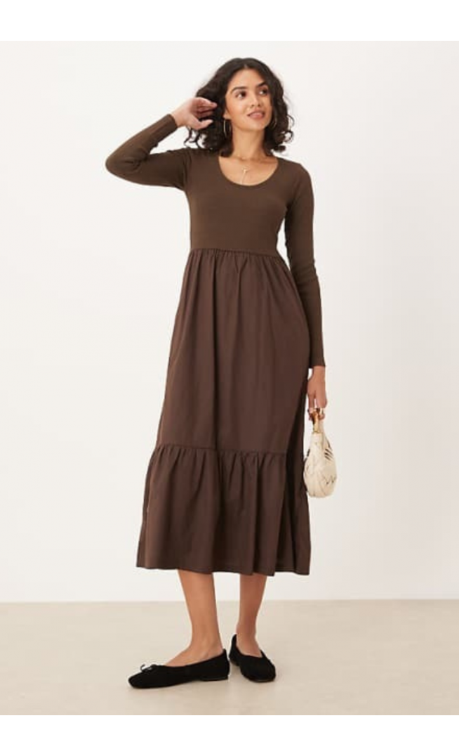 Threadbare long sleeve scoop neck midi dress