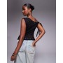 ASOS DESIGN lace tie fallen shoulder sheer top