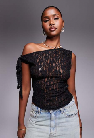 ASOS DESIGN lace tie fallen...