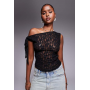ASOS DESIGN lace tie fallen shoulder sheer top