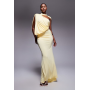 ASOS DESIGN one shoulder drape maxi dress with cape detail in buttermilk yellow