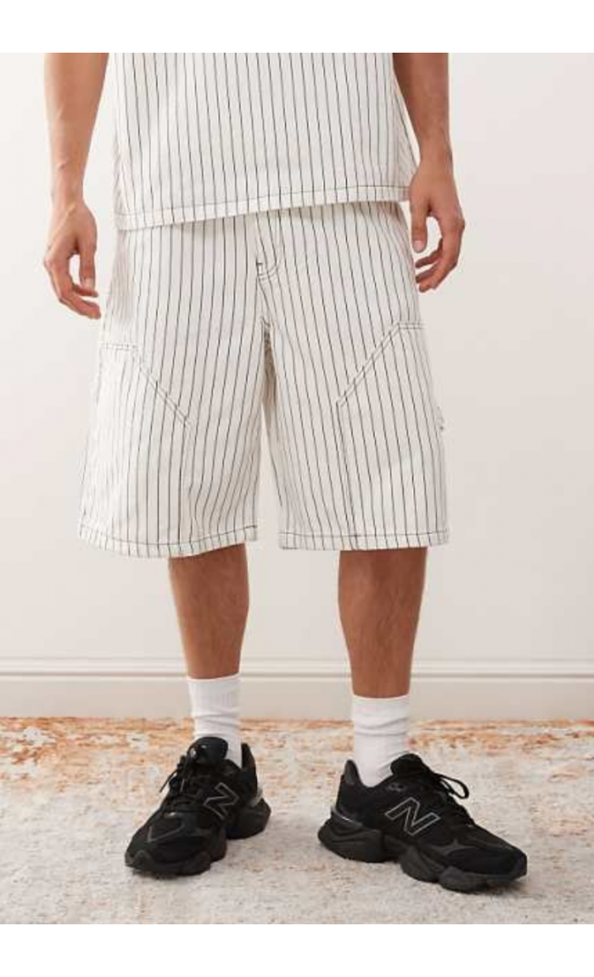 Reclaimed Vintage denim pinstripe carpenter short