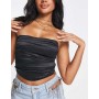ASOS DESIGN stretch satin corset top in black
