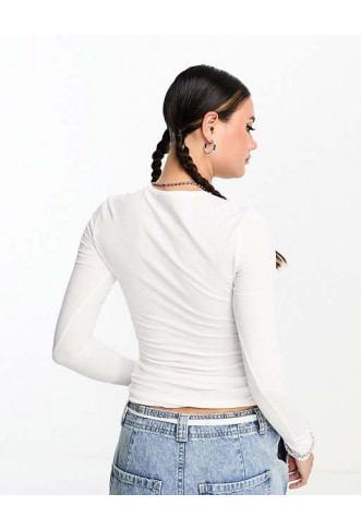 Weekday slim fit long sleeve t-shirt in white