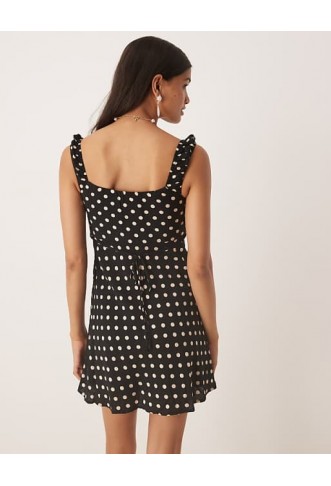 Kiss The Sky polka dot mini day dress in black
