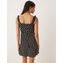 Kiss The Sky polka dot mini day dress in black