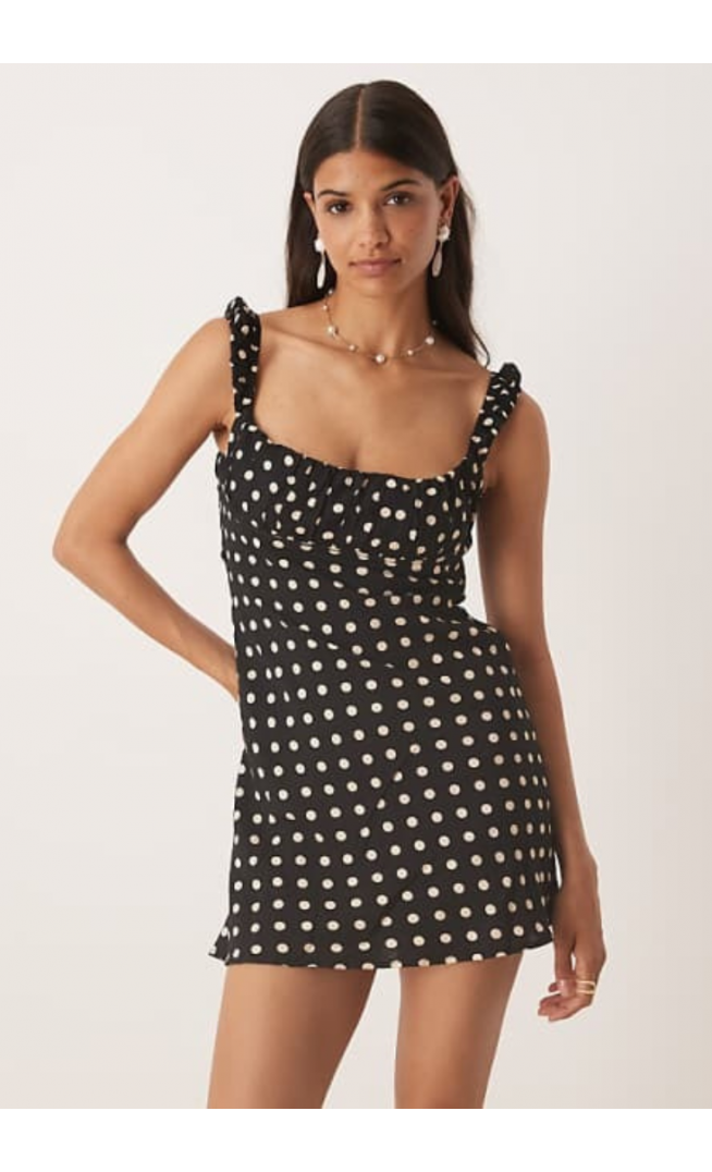 Kiss The Sky polka dot mini day dress in black