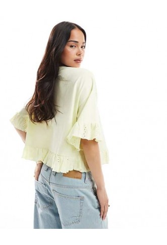 Miss Selfridge ruffle hem t-shirt in butter