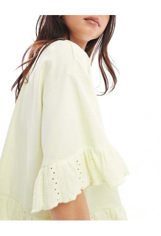 Miss Selfridge ruffle hem t-shirt in butter