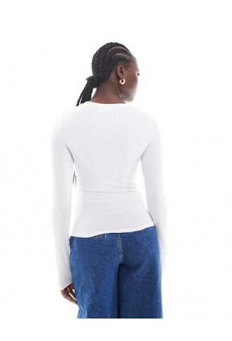 Cotton On long sleeve crew top in white