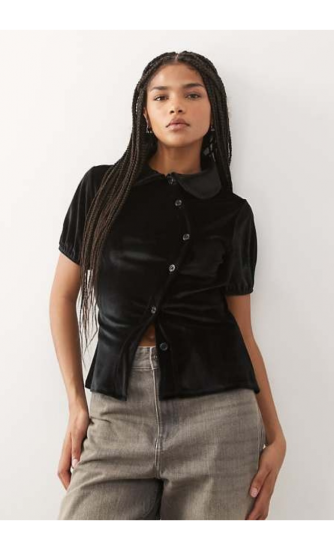 Reclaimed Vintage neat fit velvet shirt