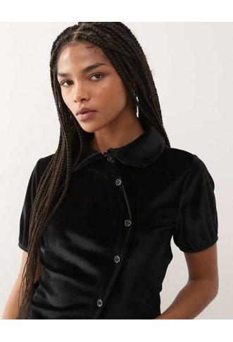 Reclaimed Vintage neat fit velvet shirt