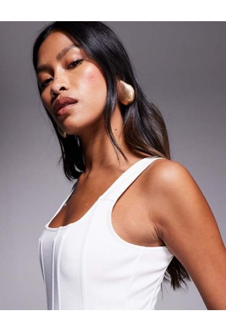 ASOS DESIGN corset top with boning in ivory