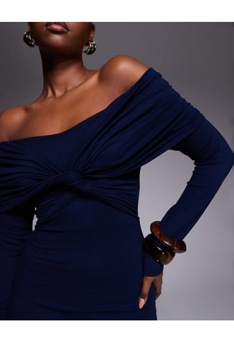 ASOS DESIGN off shoulder twist midi dress