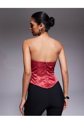ASOS LUXE bonded satin corset bandeau top