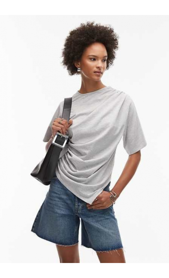 ASOS DESIGN t-shirt with ruched asymmetric top
