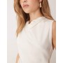 Mango satin look high neck draped sleeveless top