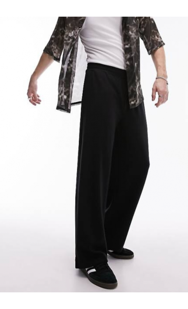 Topman drape baggy leg jogger in black