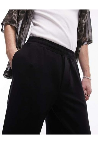Topman drape baggy leg jogger in black