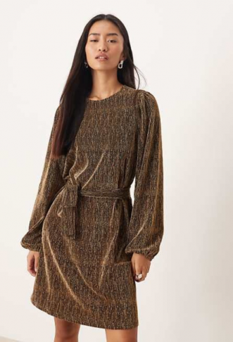 Vila gold foil tie waist...