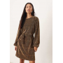 Vila gold foil tie waist mini dress