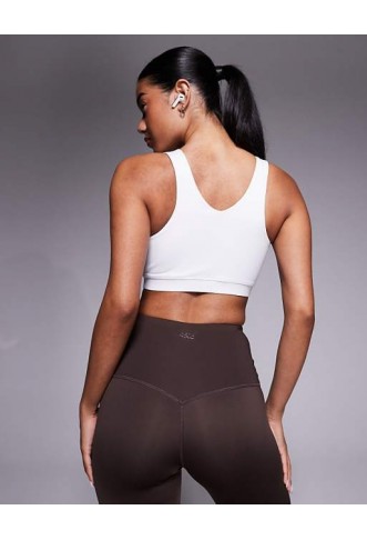 4505 racer back medium support sports bra in white